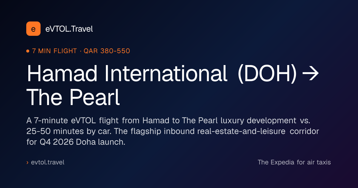 Hamad International (DOH) to The Pearl eVTOL Air Taxi | 7 Min Flight ...
